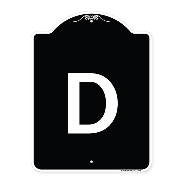 Sign with Letter D Heavy-Gauge Aluminum Architectural Sign, 24" x 18", BW-1824-22958